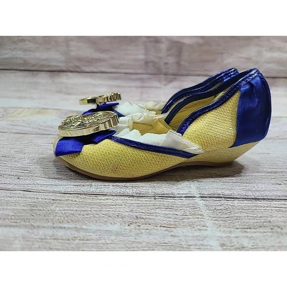 Disney Store Snow White Costume Dress Up Children's Shoes US 7/8 Gold Blue - Picture 4 of 11